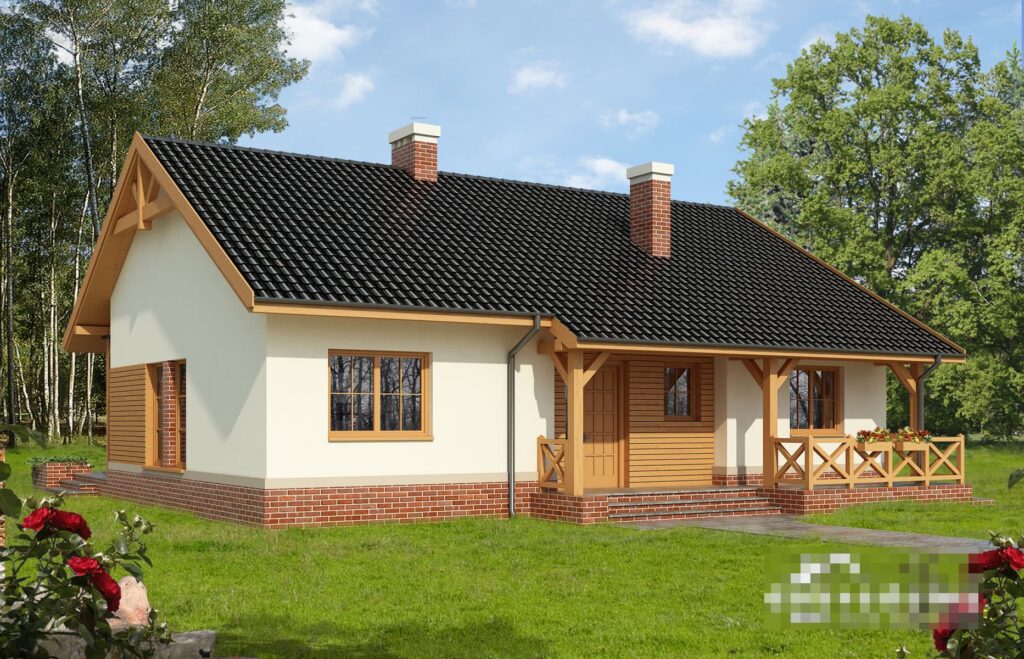 Фото проект одноэтажного дома Dd682 на 105 м2, проект дома на 3 комнаты