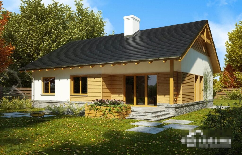 Фото проект одноэтажного дома Dd568 на 109 м2, проект дома на 3 комнаты
