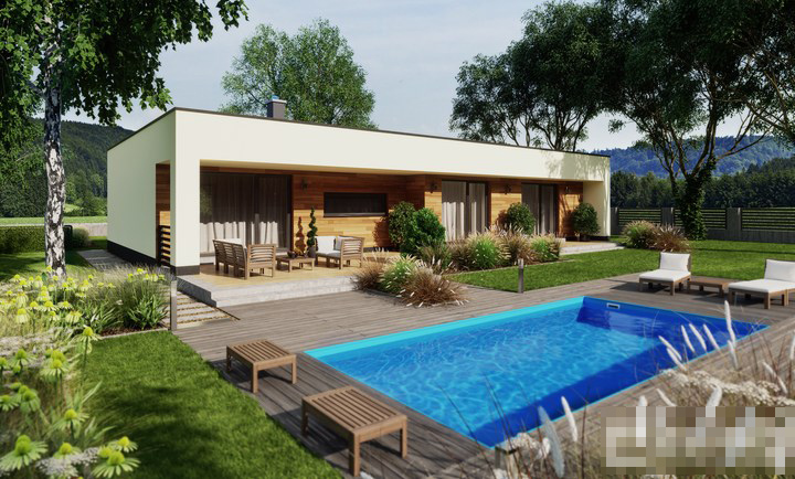 Скачать готовый проект одноэтажного дома, чертежи и фото одноэтажного дома - фото 1