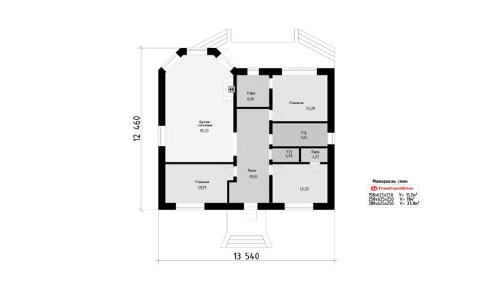 Фото планировка первого этажа проекта одноэтажного дома P378 с общей площадью 123 м2 - от компании Проект23