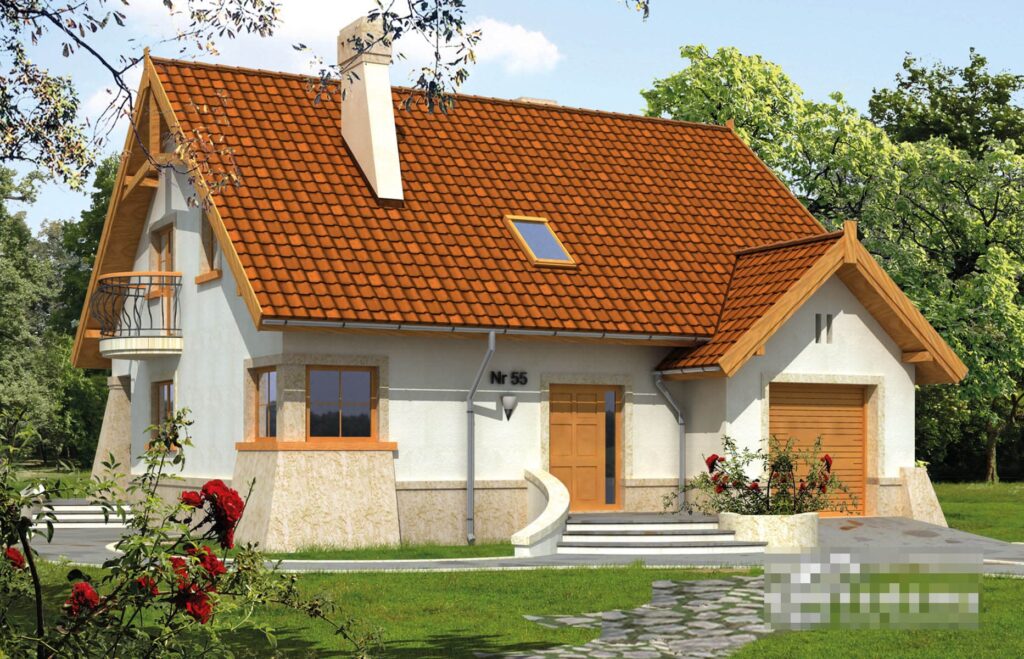 Фото проект дома с мансардой Dd446 на 107 м2, проект дома на 4 комнаты
