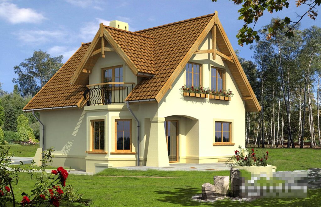 Скачать готовый проект дома с мансардой, чертежи и фото дома с мансардой - фото 1