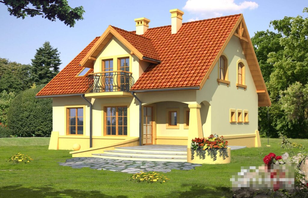 Скачать готовый проект дома с мансардой, чертежи и фото дома с мансардой - фото 1