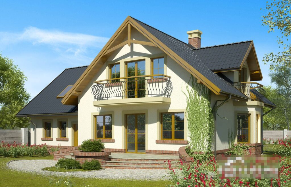 Скачать готовый проект дома с мансардой, чертежи и фото дома с мансардой - фото 1