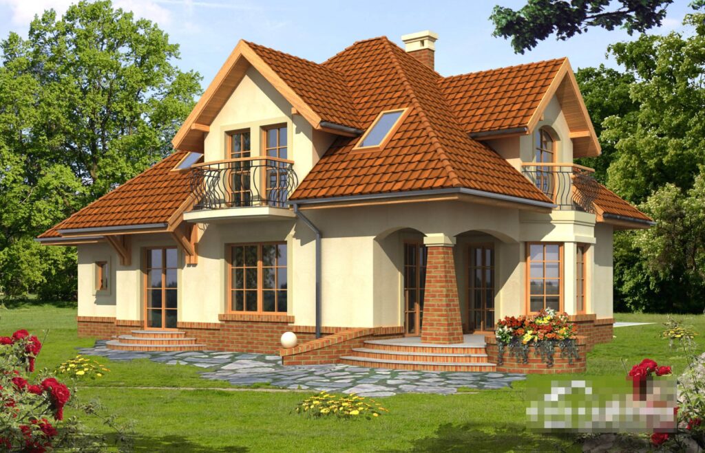 Скачать готовый проект дома с мансардой, чертежи и фото дома с мансардой - фото 1