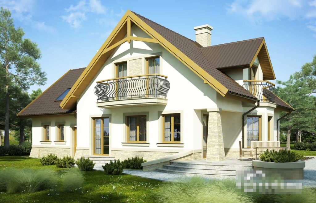 Скачать готовый проект дома с мансардой, чертежи и фото дома с мансардой - фото 1