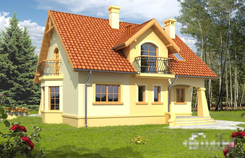 Фото проект дома с мансардой Dd520 на 135 м2, проект дома на 4 комнаты