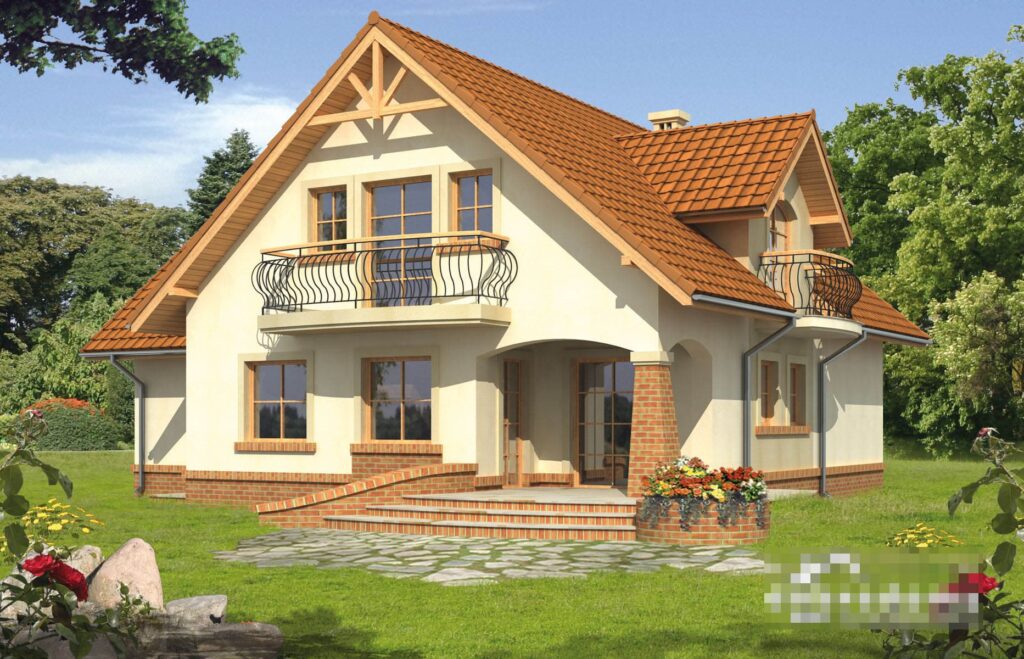 Скачать готовый проект дома с мансардой, чертежи и фото дома с мансардой - фото 1