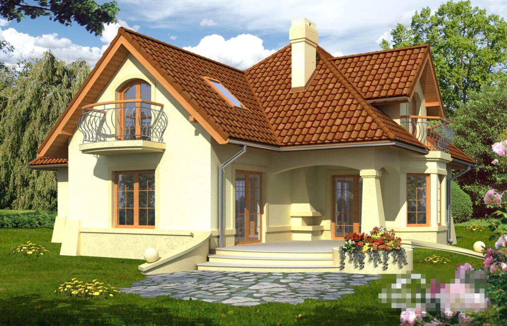 Скачать готовый проект дома с мансардой, чертежи и фото дома с мансардой - фото 1
