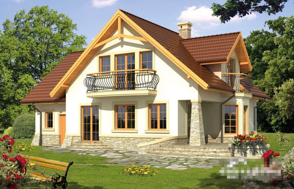 Скачать готовый проект дома с мансардой, чертежи и фото дома с мансардой - фото 1