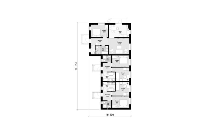 Фото планировка первого этажа проекта двухэтажного дома P219 с общей площадью 180 м2 - от компании Проект23