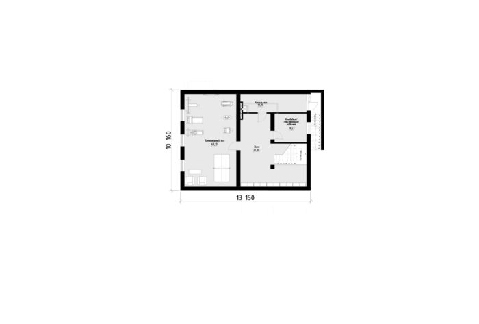 Фото планировка цокольного этажа проекта трехэтажного дома P341 с общей площадью 358 м2 - от компании Проект23