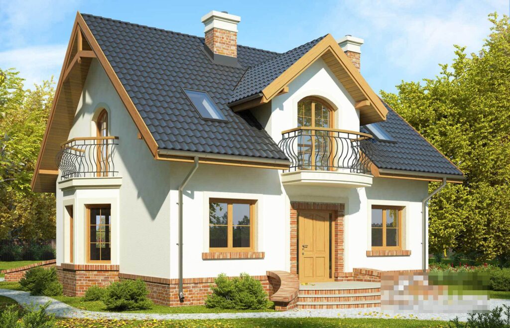 Фото проект двухэтажного дома Dd450 на 124 м2, проект дома на 4 комнаты