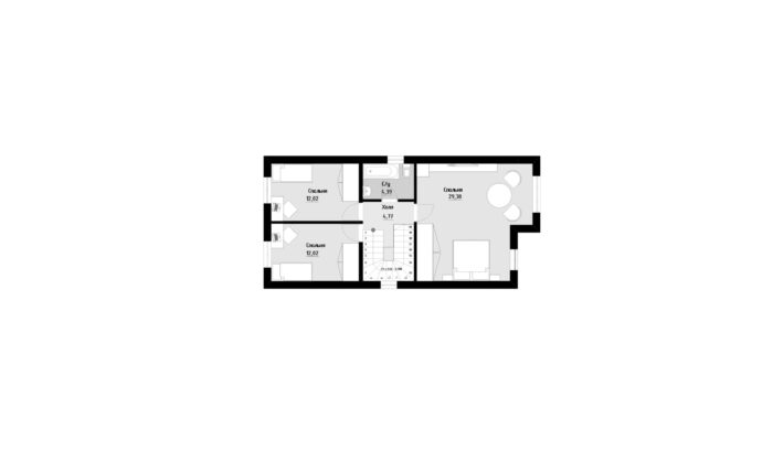 Фото планировка второго этажа проекта двухэтажного дома P330 с общей площадью 125 м2 - от компании Проект23