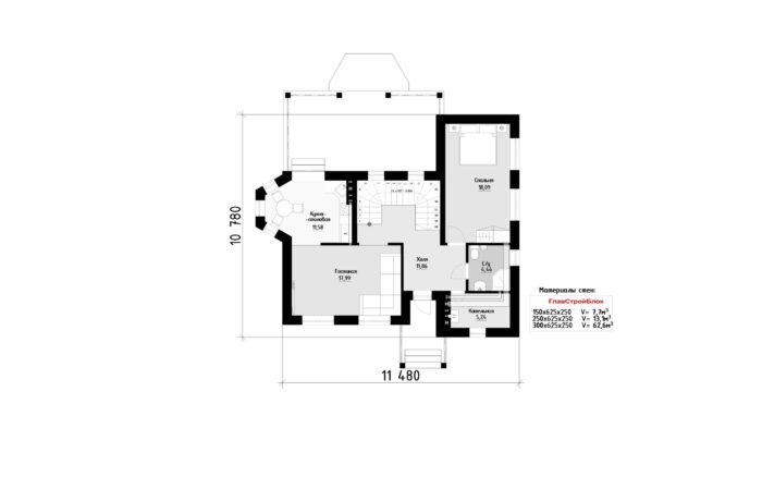 Фото планировка первого этажа проекта двухэтажного дома P180 с общей площадью 131 м2 - от компании Проект23