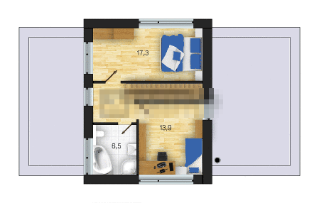 Фото планировка второго этажа проекта двухэтажного дома GS370 с общей площадью 131 м2 - от компании Проект23