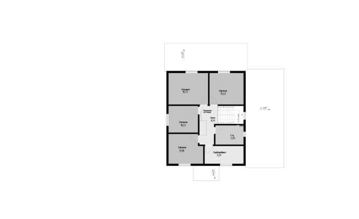 Фото планировка второго этажа проекта двухэтажного дома P320 с общей площадью 160 м2 - от компании Проект23