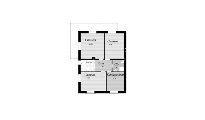 Фото планировка второго этажа проекта двухэтажного дома P115-1 с общей площадью 209 м2 - от компании Проект23
