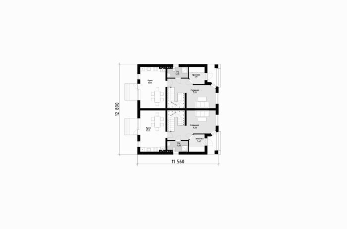 Фото планировка первого этажа проекта двухэтажного дома P218 с общей площадью 211 м2 - от компании Проект23