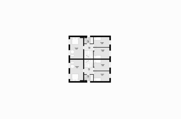 Фото планировка второго этажа проекта двухэтажного дома P218 с общей площадью 211 м2 - от компании Проект23