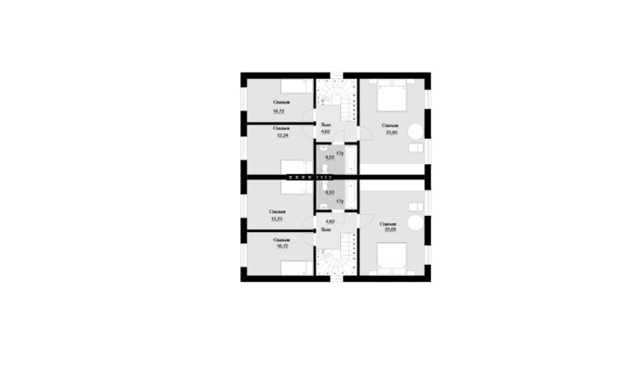 Фото планировка второго этажа проекта двухэтажного дома P214 с общей площадью 216 м2 - от компании Проект23