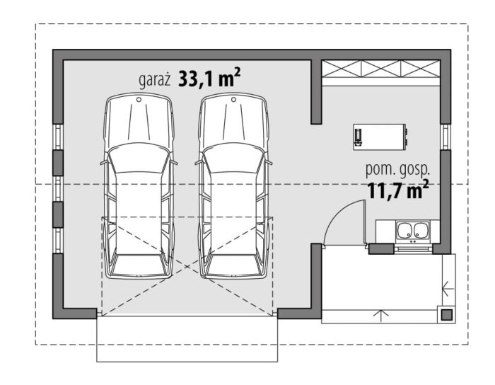 Фото планировка первого этажа проекта гаража Dd512 с общей площадью 45 м2 - от компании Проект23